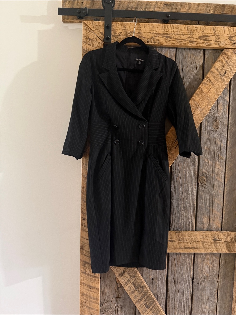 Le Château Black Stripes Work Dress - Size M